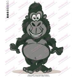 Happy Gorilla Cartoon Embroidery Design